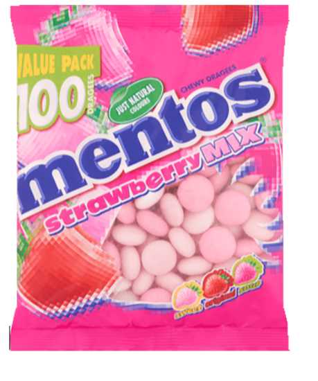 24 x Mentos Strawberry Bag - 150GM