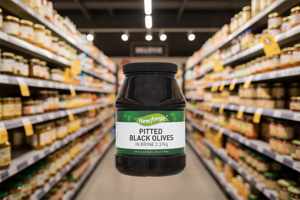 Newforge Pitted Black Olives In Brine 2.37Kg