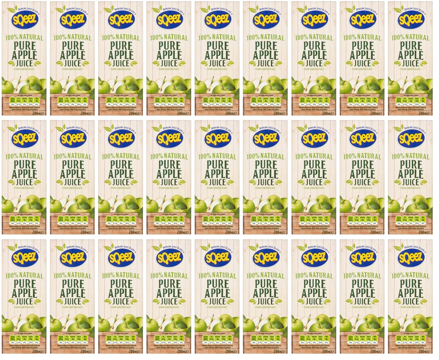 27 x Sqeez Pure Apple Juice 200Ml