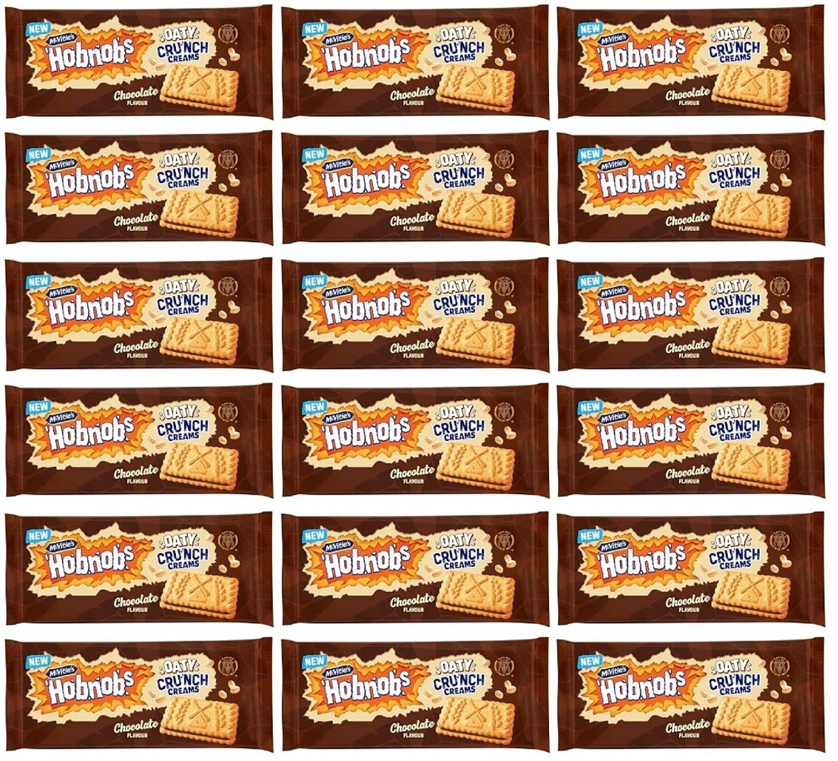 18 X Mcvities Hobnob Oaty Milk Chocolate Cream - 100Gm