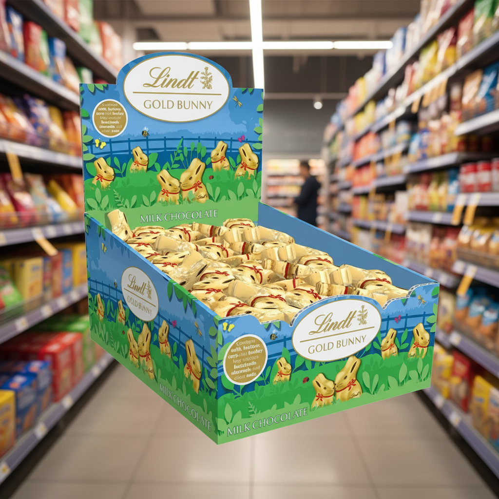 100 x Lindt Gold Bunny Milk Chocolate Counter Display - 10GM