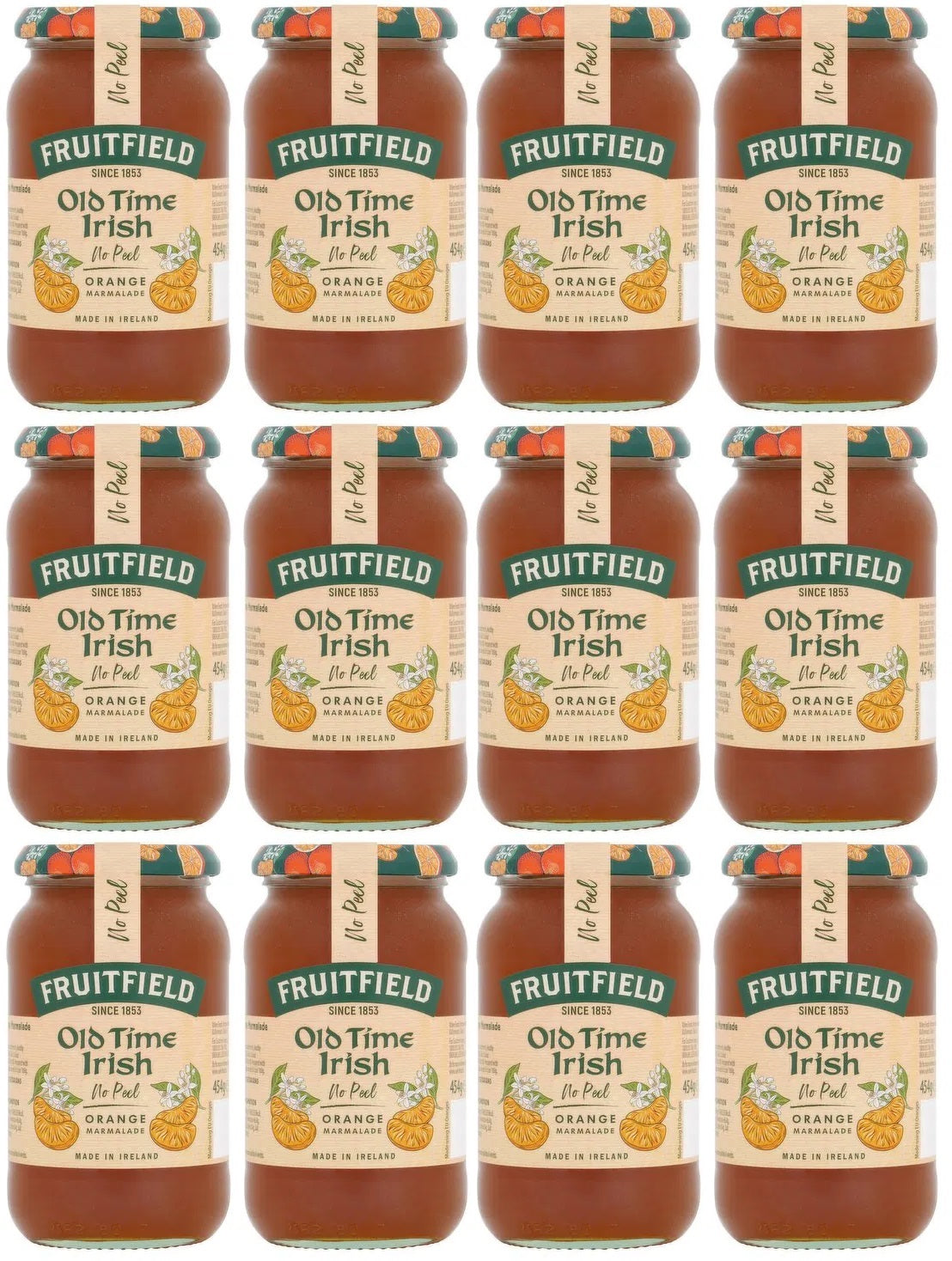 12 x Fruitfield Old Time Irish No Peel Orange Marmalade 454G