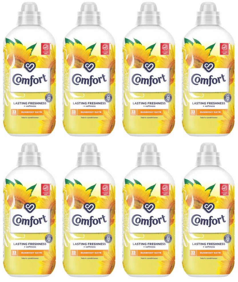 8 x Comfort Fabric Conditioner Sunshiny Days 33 Washes (990 Ml)
