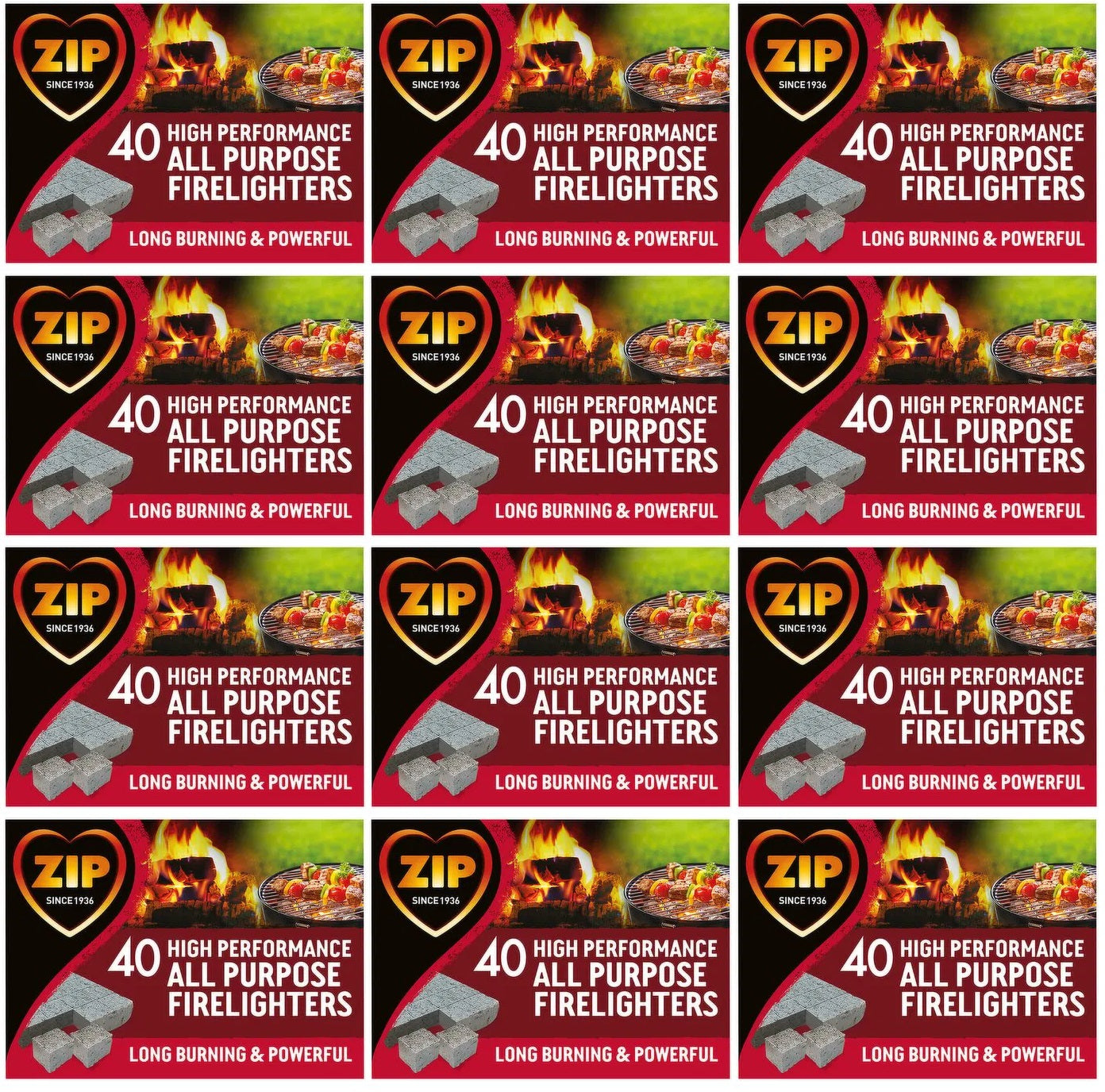 12 x Zip 40 High Performance All Purpose Firelighters
