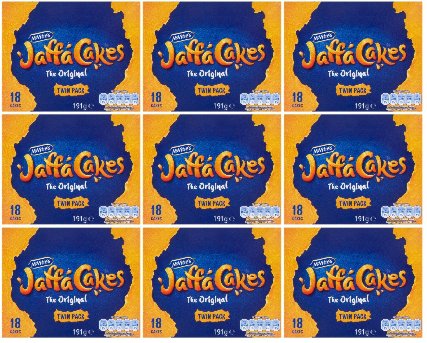 9 x Mcvitie's Jaffa Cakes The Original Twin Pack 18 Cakes 191G