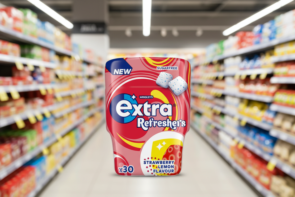 6 x Wrigleys Extra Refresher Strawberry Lemon Sugarfree 67G