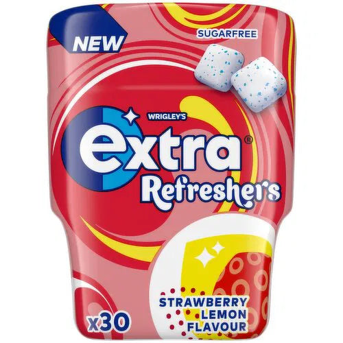 6 x Wrigleys Extra Refresher Strawberry Lemon Sugarfree 67G