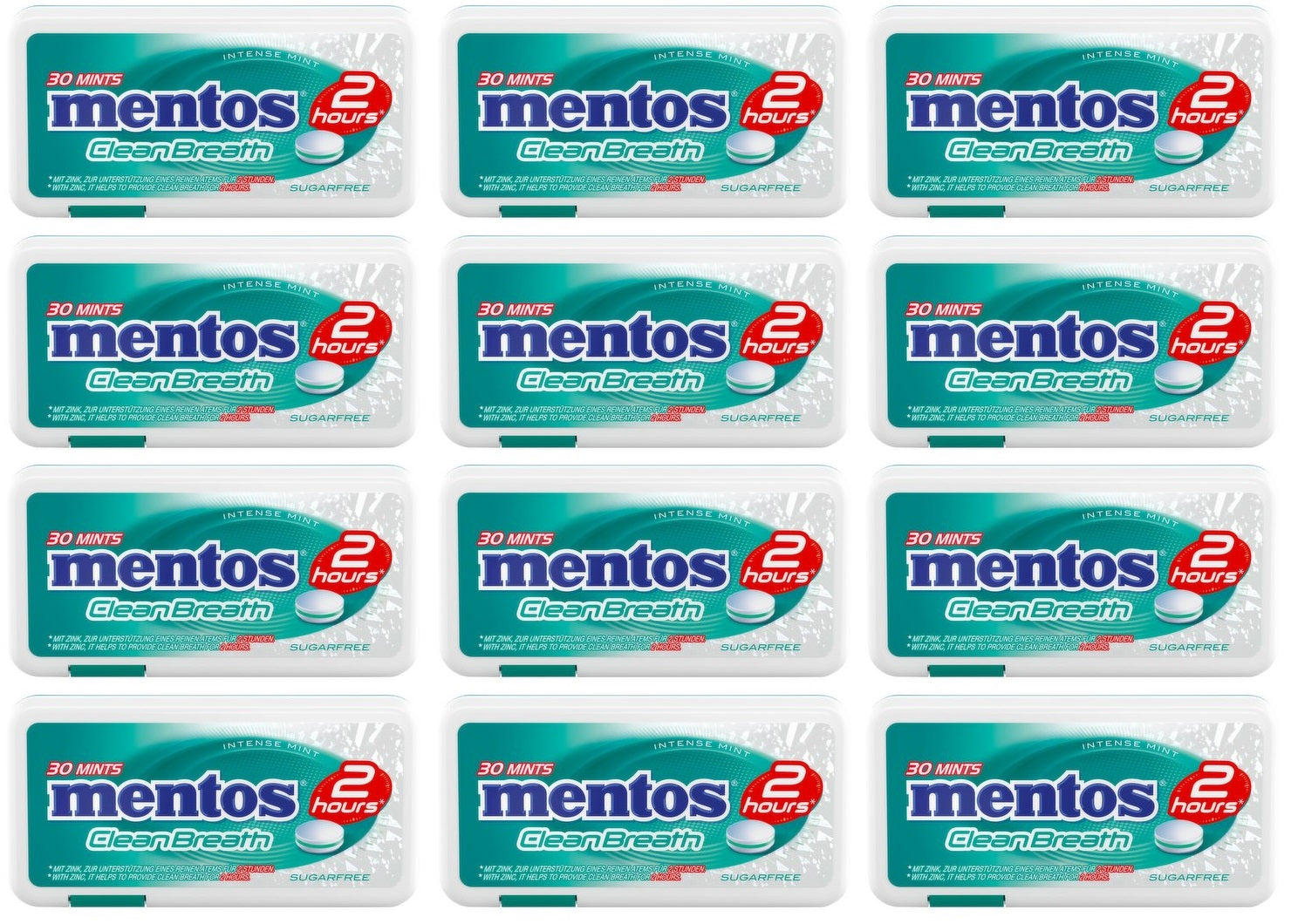 12 x Mentos Clean Breath Intense Mint 21G