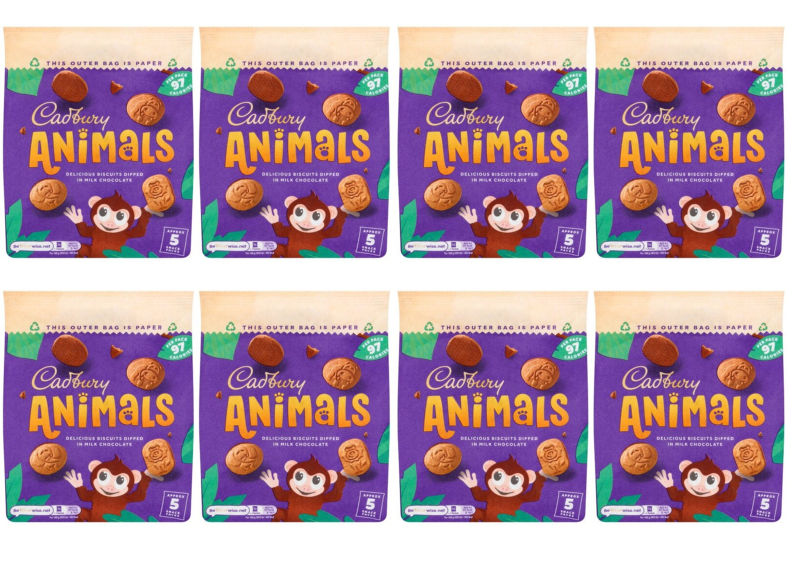 8 x Cadbury Animals Biscuits 99.5G
