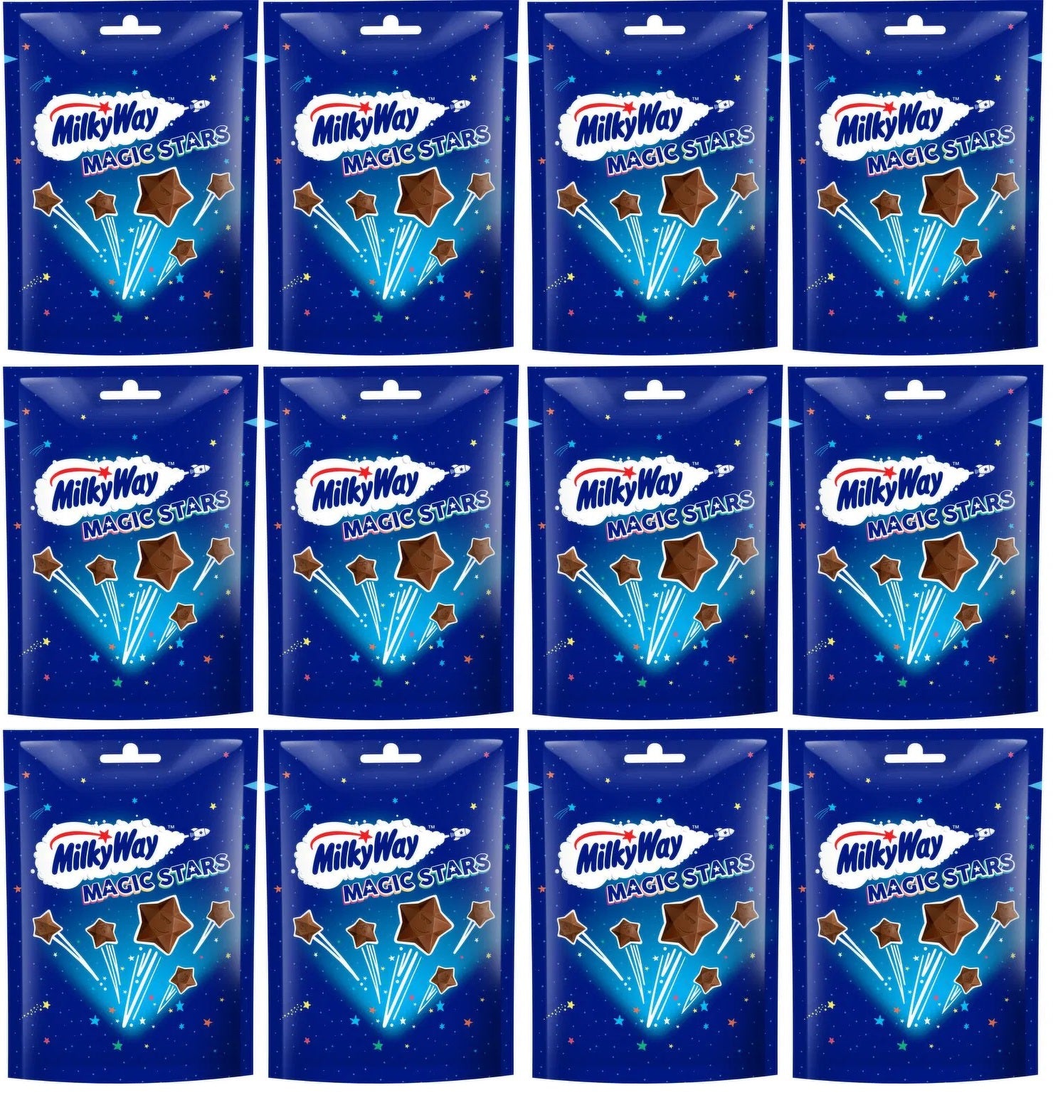 12 x Milky Way Magic Stars Milk Chocolate Bites Pouch Bag 100G