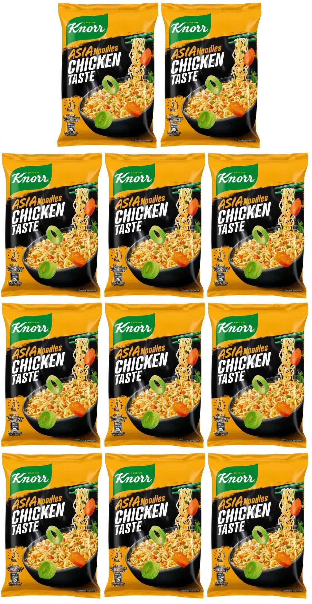 11 x Knorr Chicken Taste Asia Noodles 70G