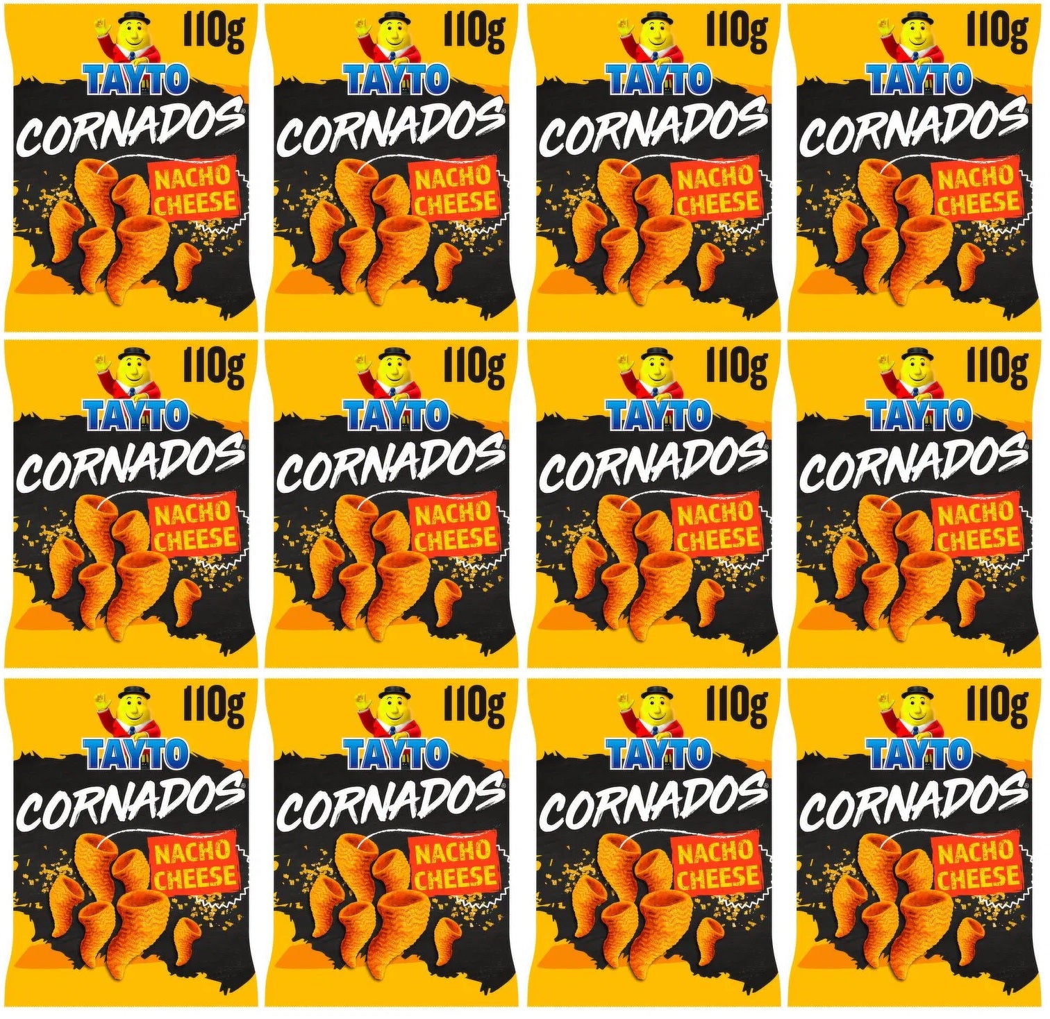 12 x Tayto Nacho Cheese Flavour Cornados 110G