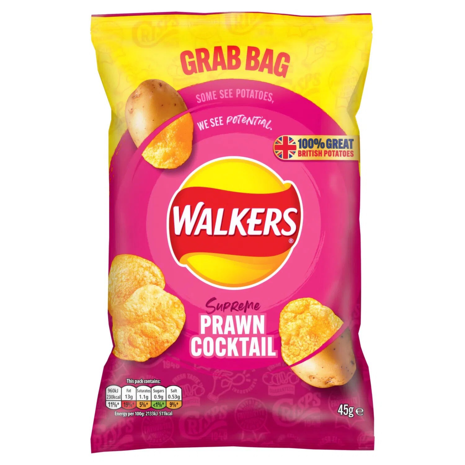 32 x Walkers Prawn Cocktail Crisps 45G