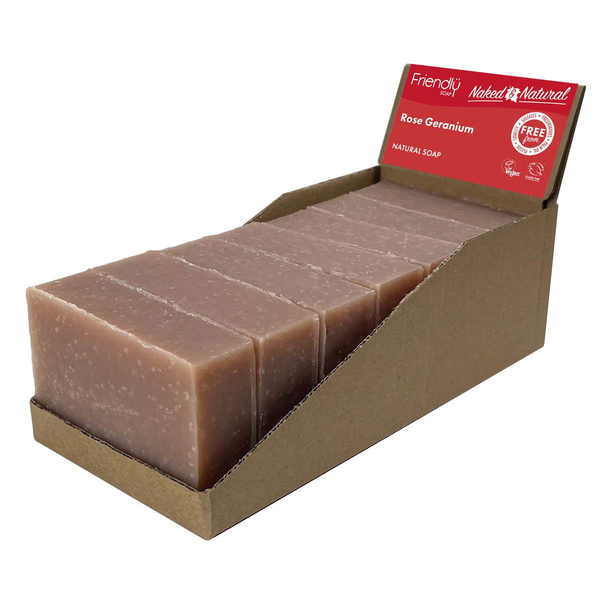 6 x Friendly Soap Naked & Natural Soap Rose Geranium - 95g
