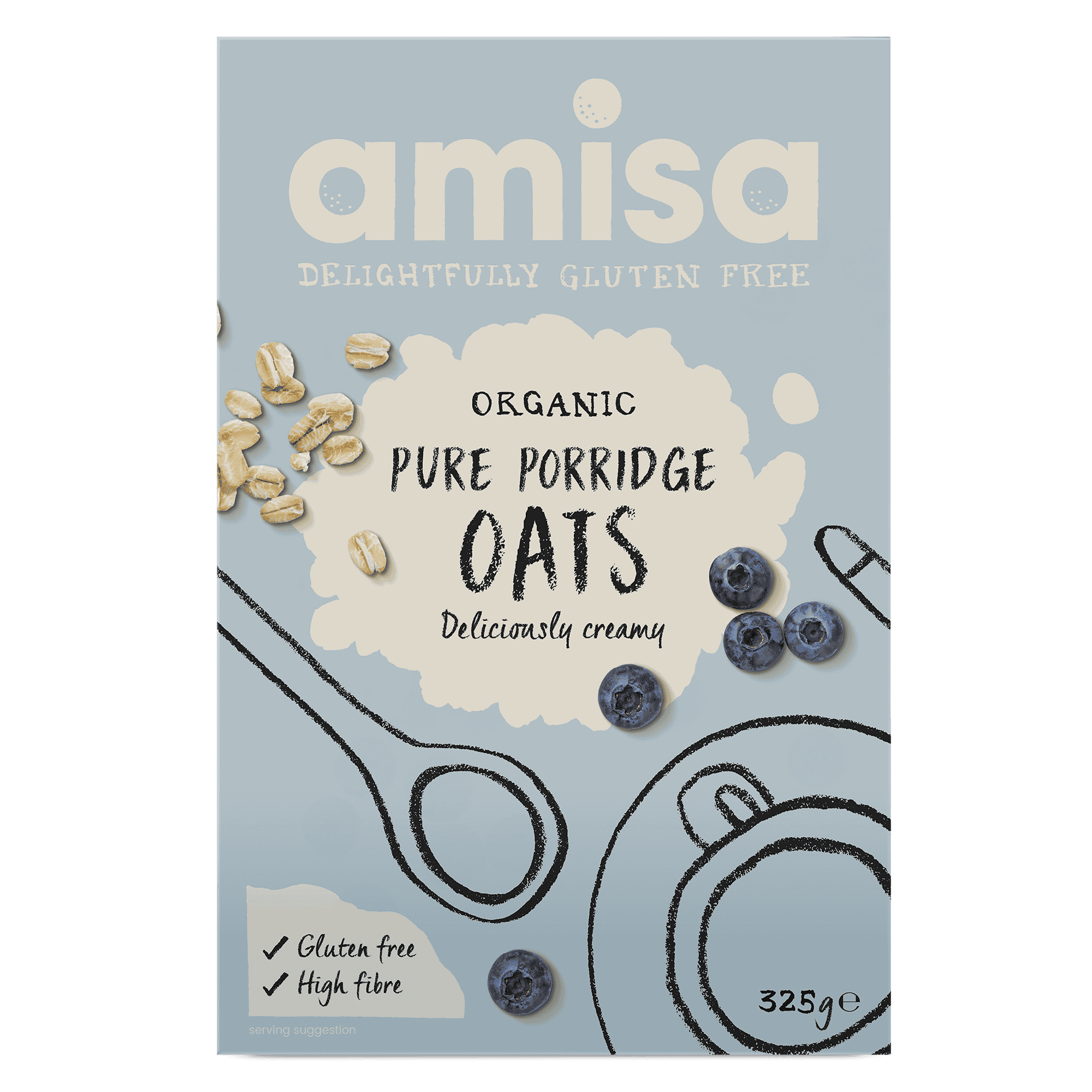 Amisa Organic Pure Porridge Oats - GF - 325g