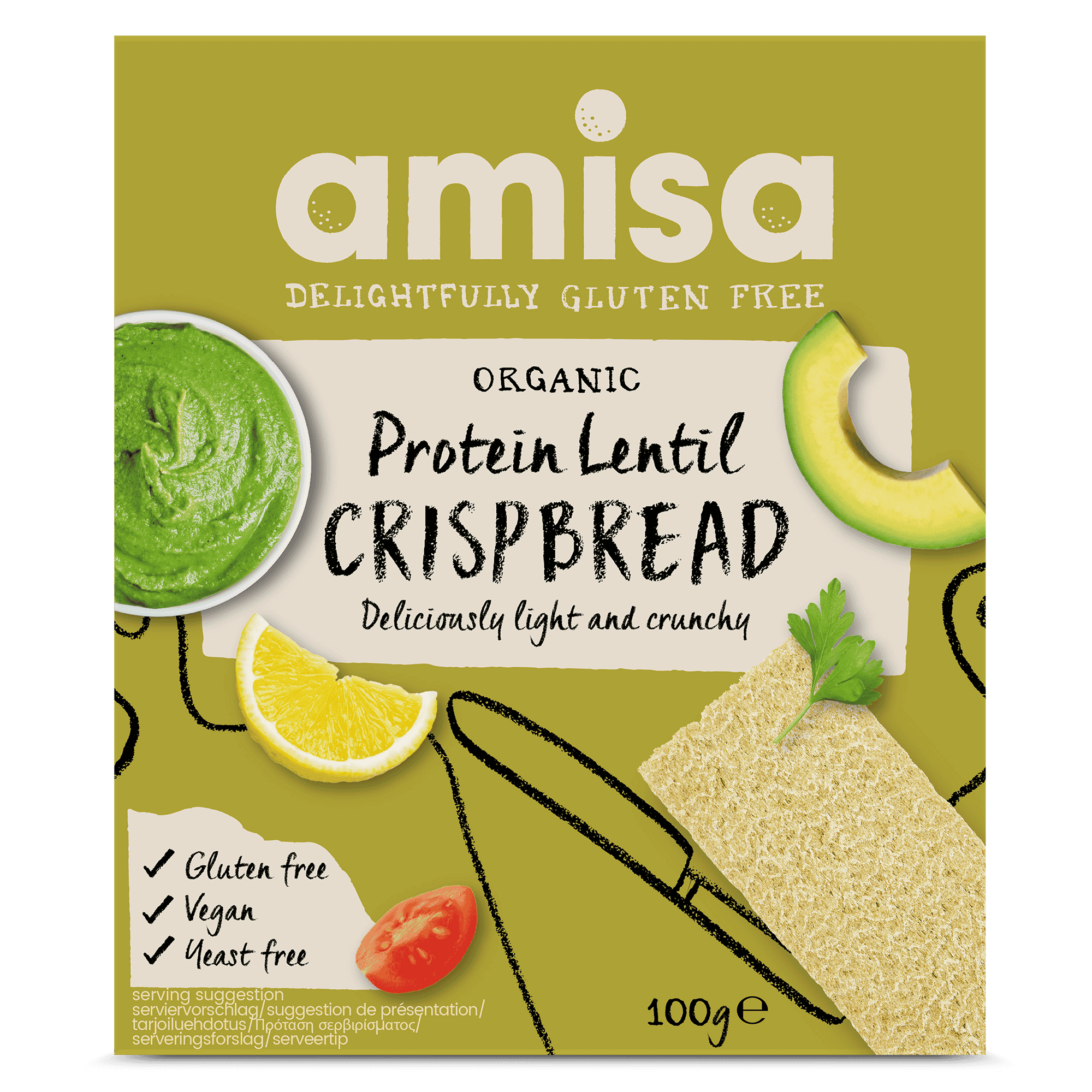Amisa Organic Protein Lentil Crispbread - GF - 100g