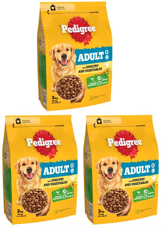 3 x Pedigree With Poultry And Vegetable 3Kg