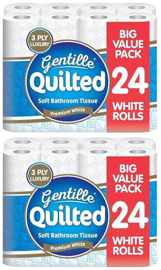 2 x Gentille 3Ply Toilet Tissue 24 Rolls