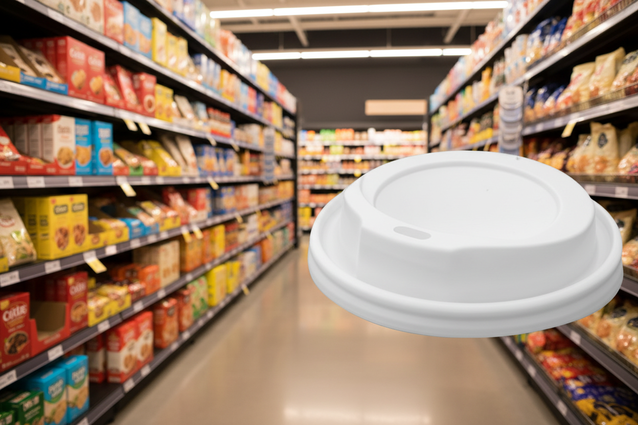 100 x Hot Cup Lid White 10/12/16Oz - Huh 90Mm