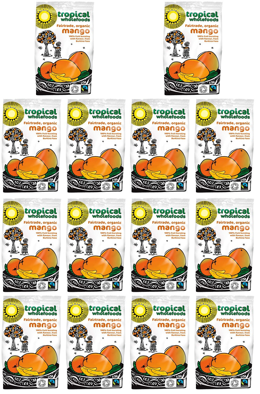 14 x Tropical Wholefoods Fairtrade Organic Mango - 100g