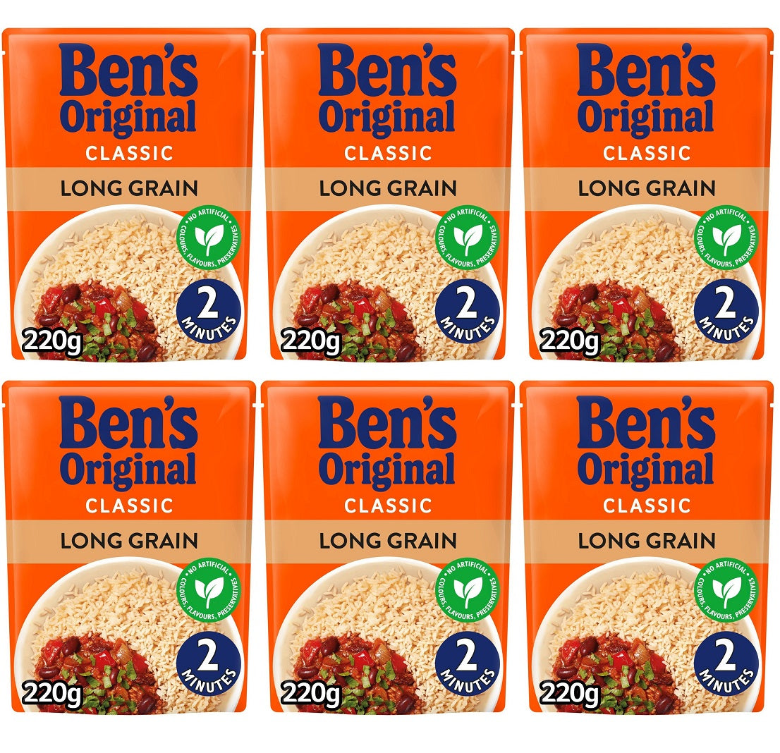 6 x Ben's Original Long Grain Microwave Rice 220G