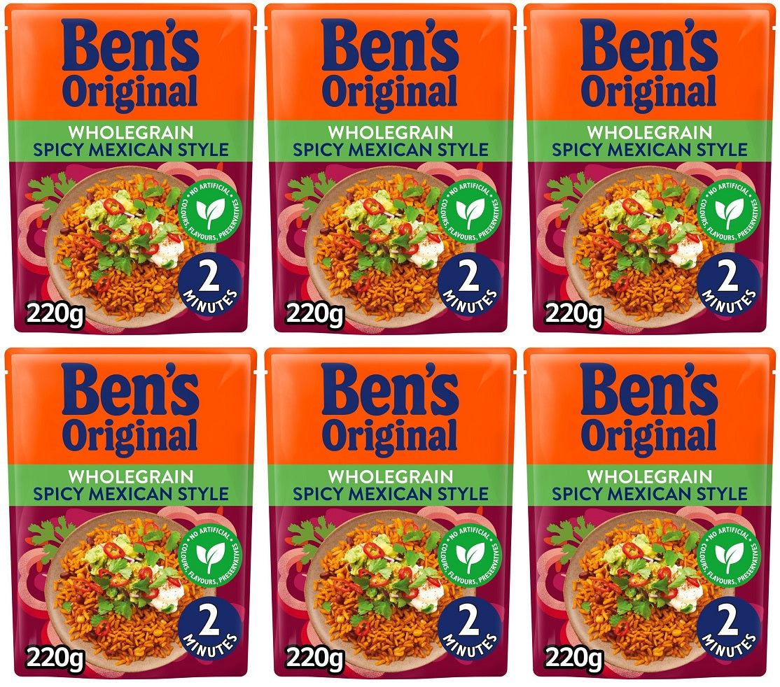 6 x Ben's Original Wholegrain Spicy Mexican Microwave Rice 220G