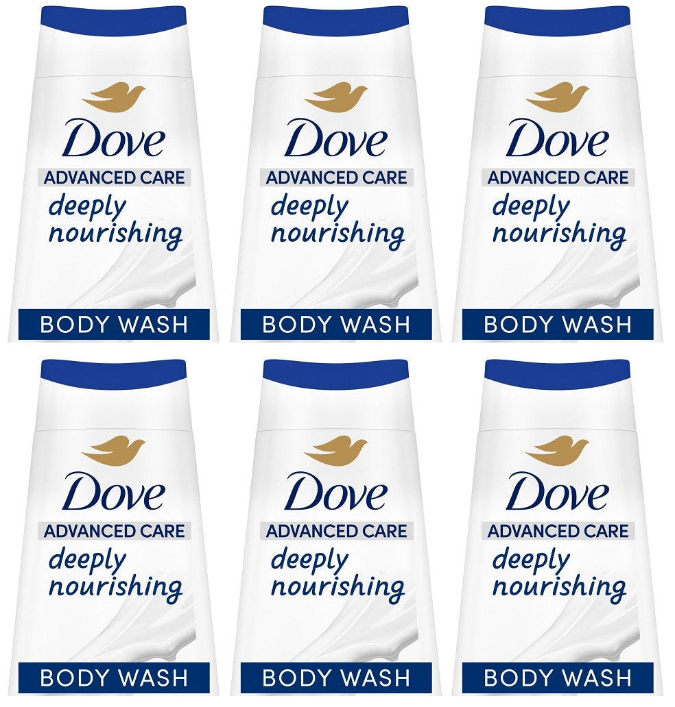6 x Dove Advanced Care Body Wash Deeply Nourishing 225 Ml