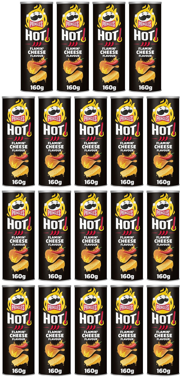 19 x Pringles Hot Flamin Cheese Flavour 160G