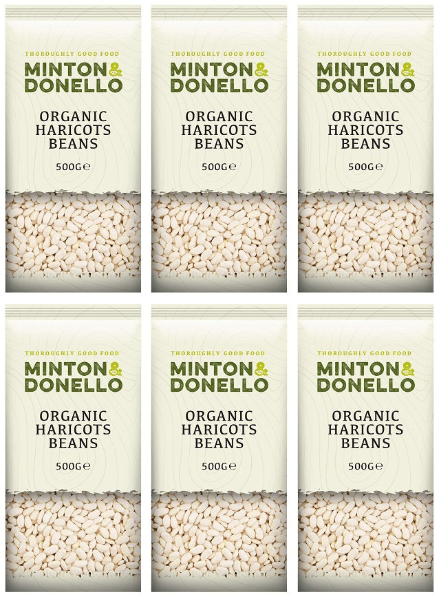 6 x Minton & Donello Organic Haricots Beans - 500g