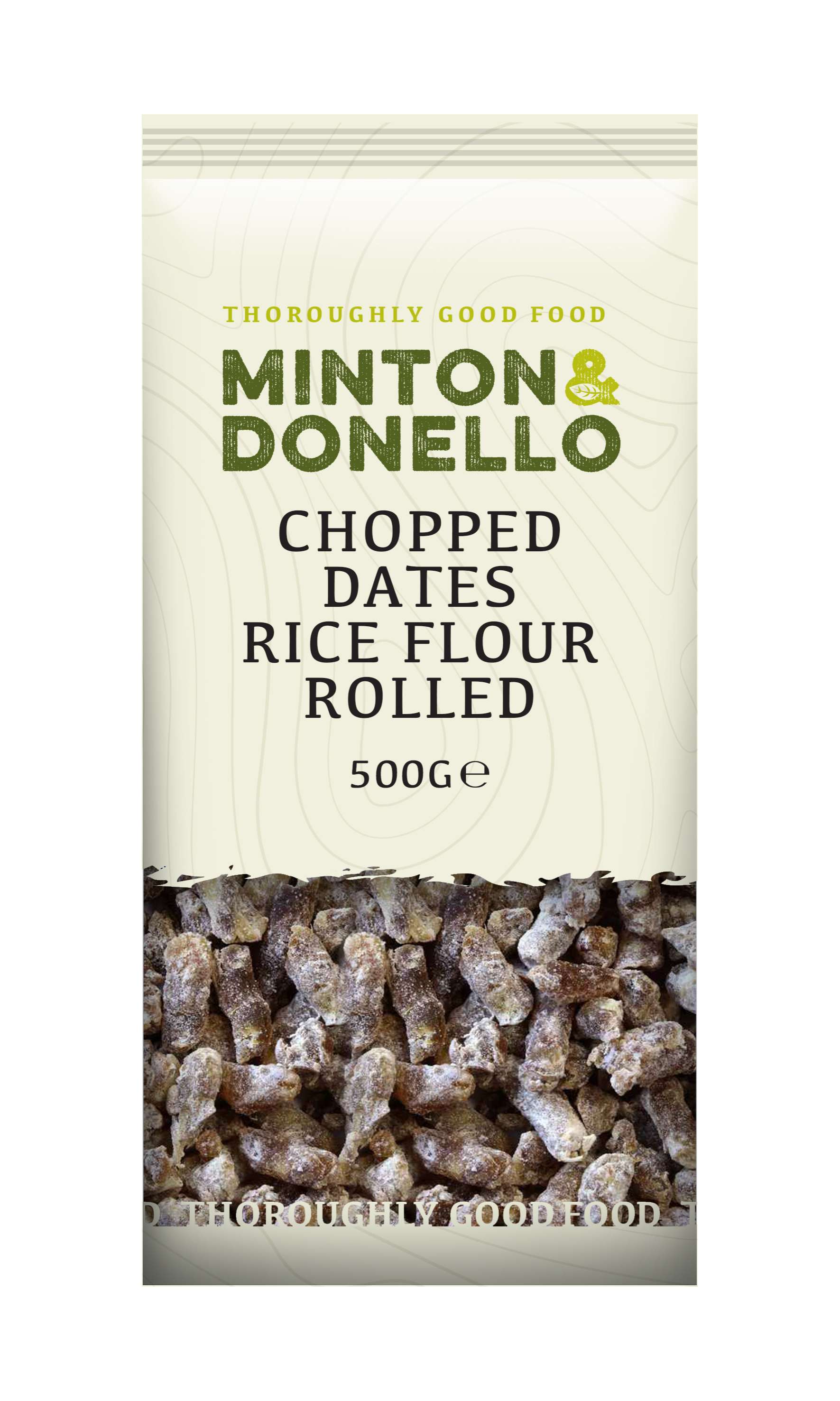 6 x Minton & Donello Chopped Dates Rice Flour Rolled - 500g