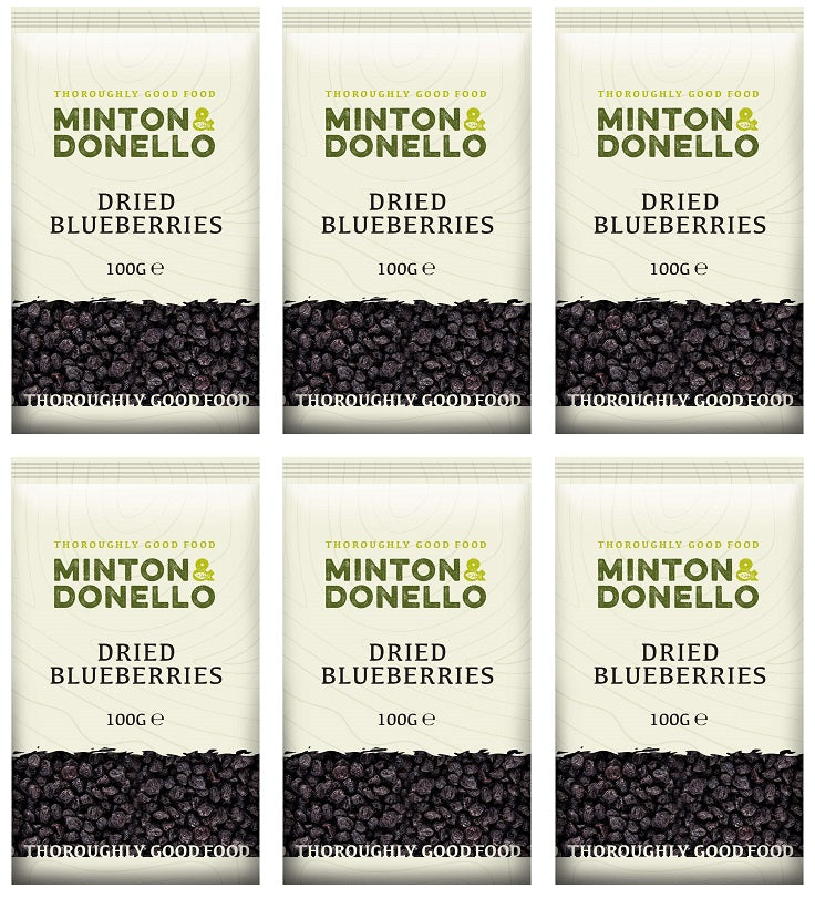 6 x Minton & Donello Dried Blueberries - 100g