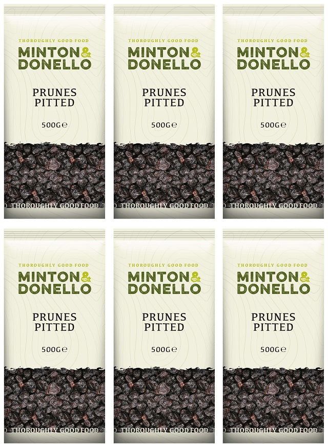 6 x Minton & Donello Prunes Pitted - 500g
