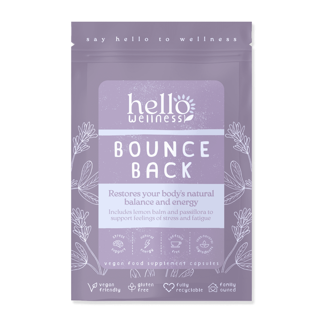 Hello Wellness Bounce Back Nat Calm Energy Herbal - 60caps