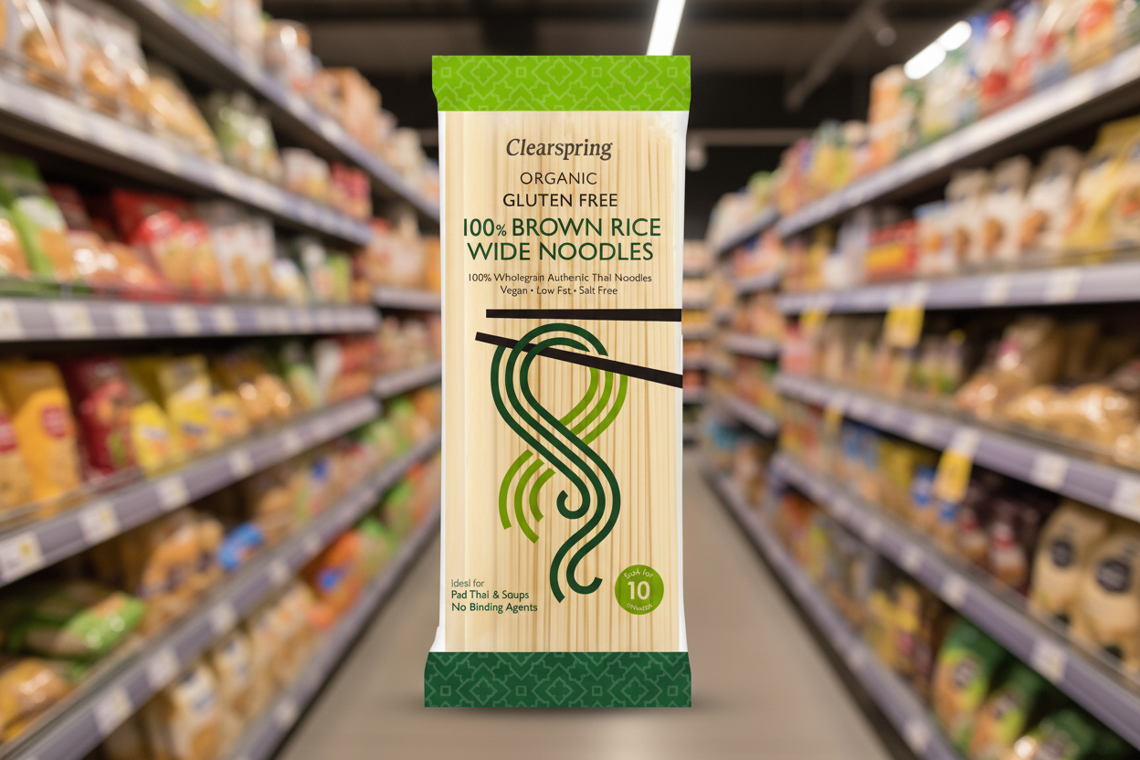 Clearspring Org GF 100% Brown Rice Wide Noodles - 200g