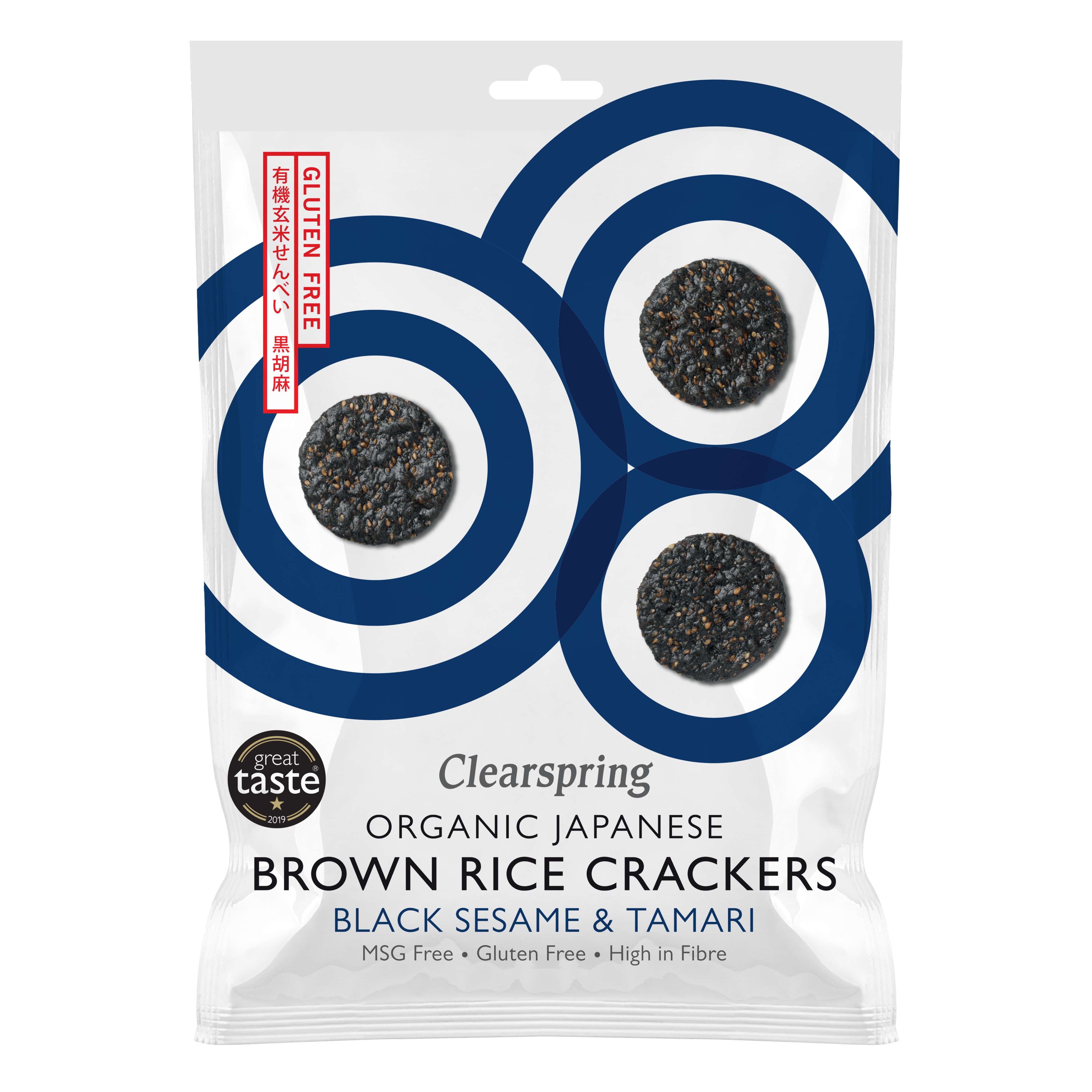 Clearspring Org Brown Rice Crackers - Black Sesame - 40g