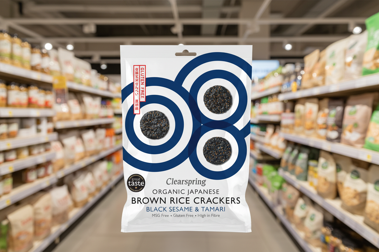 Clearspring Org Brown Rice Crackers - Black Sesame - 40g