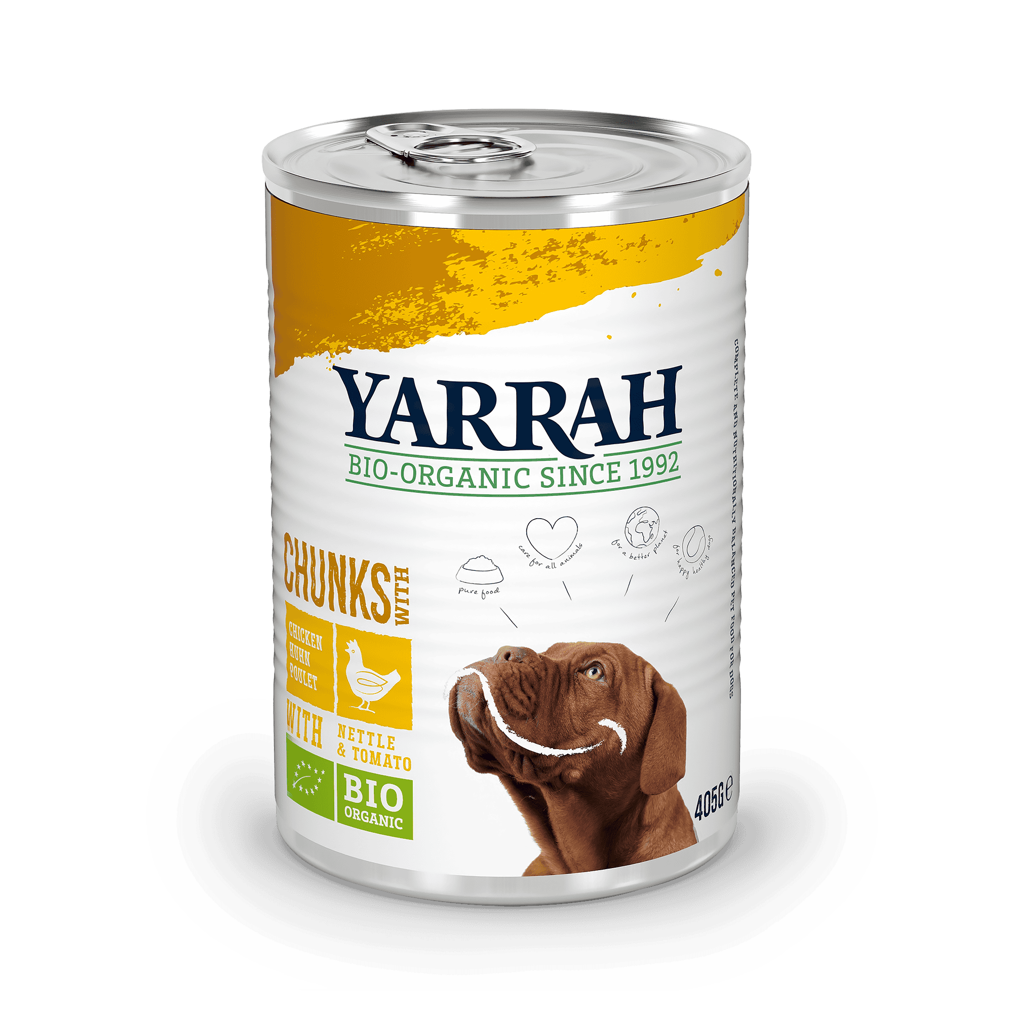12 x Yarrah Organic dog tin chunks chicken - 405g