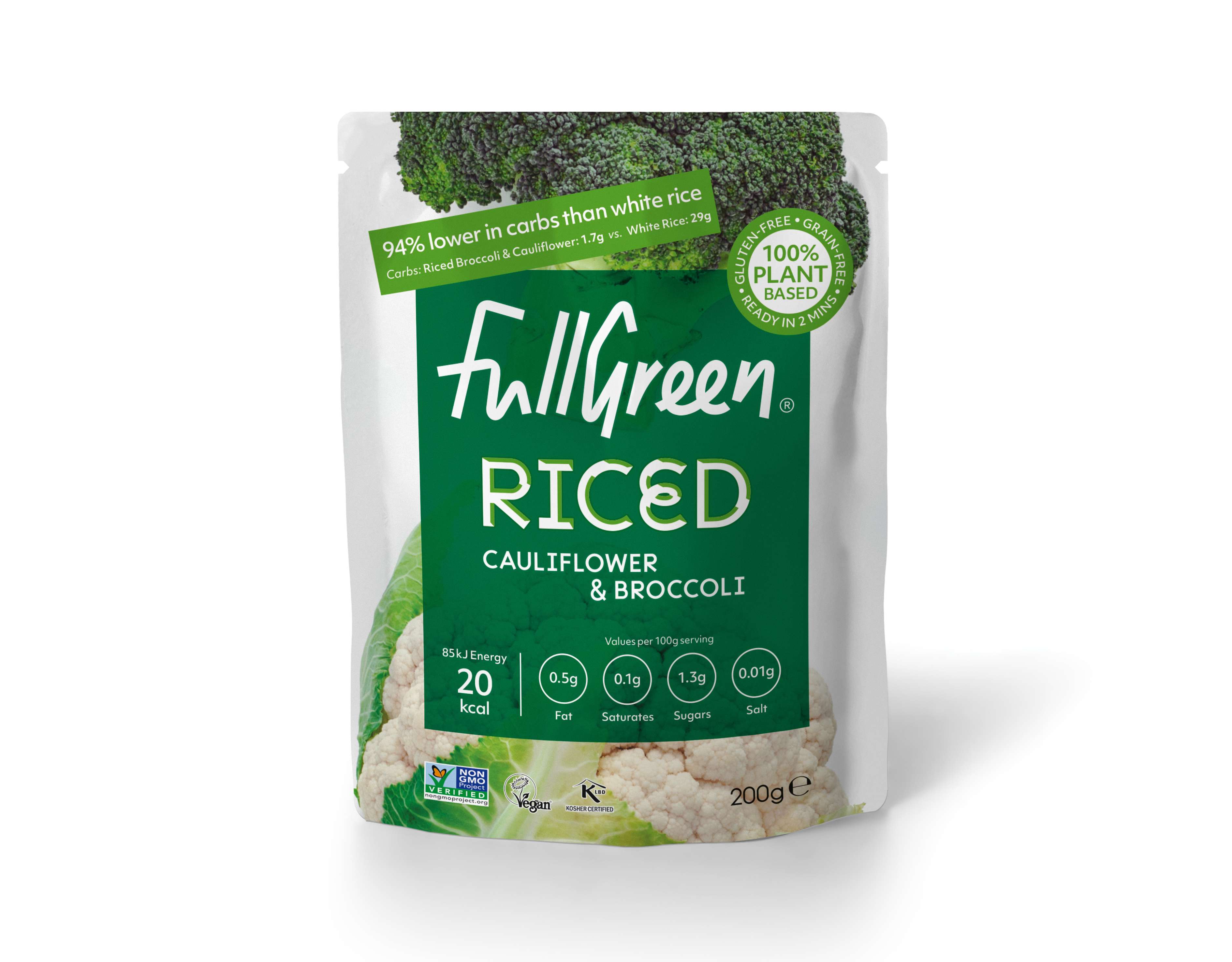 6 x Fullgreen Riced Cauliflower & Broccoli - 200g