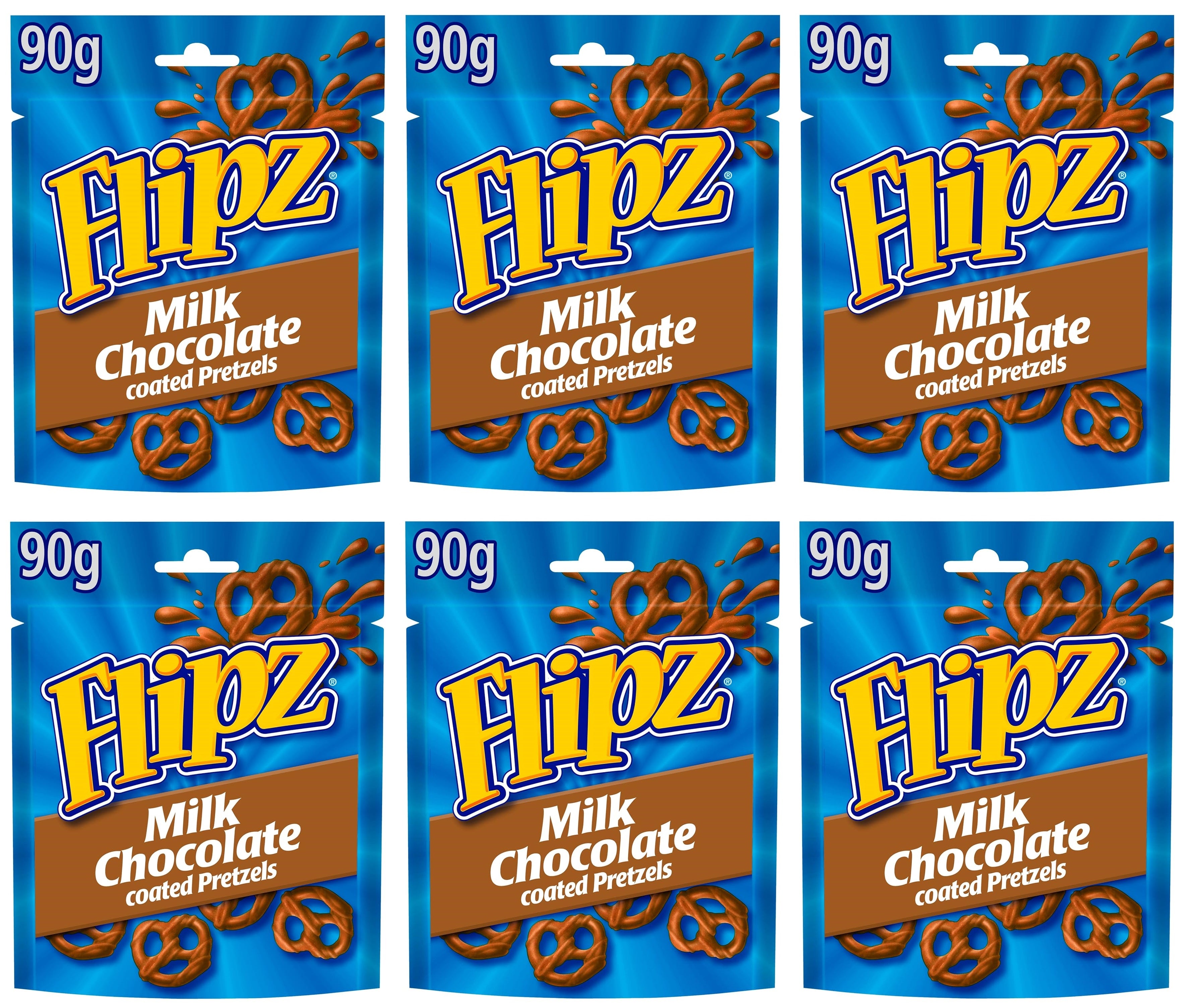 6 x Flipz Milk Chocolate Pretzels - 90g
