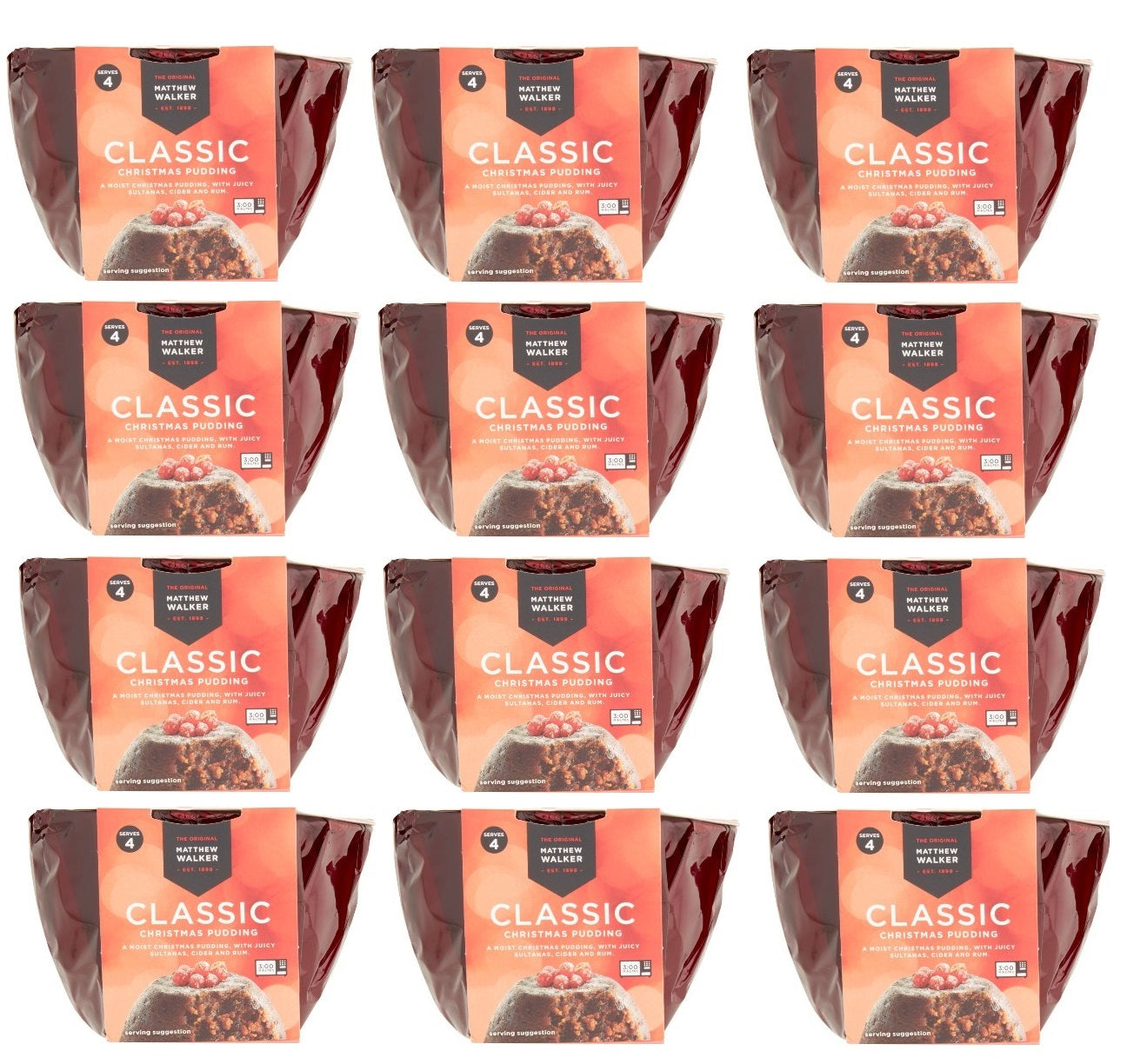 12 X Matthew Walker Classic Christmas Pudding 400GM