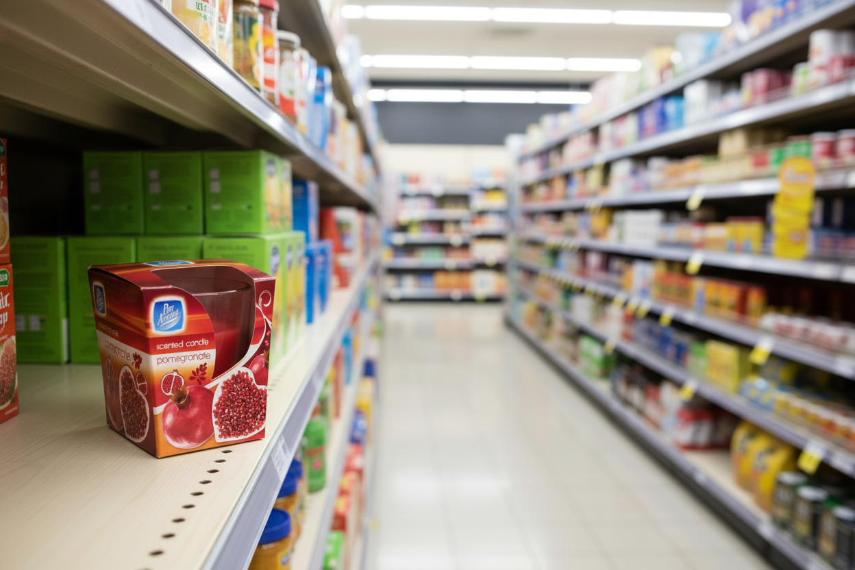 12 x Pan Aroma Glass Candle Pomegranate Single