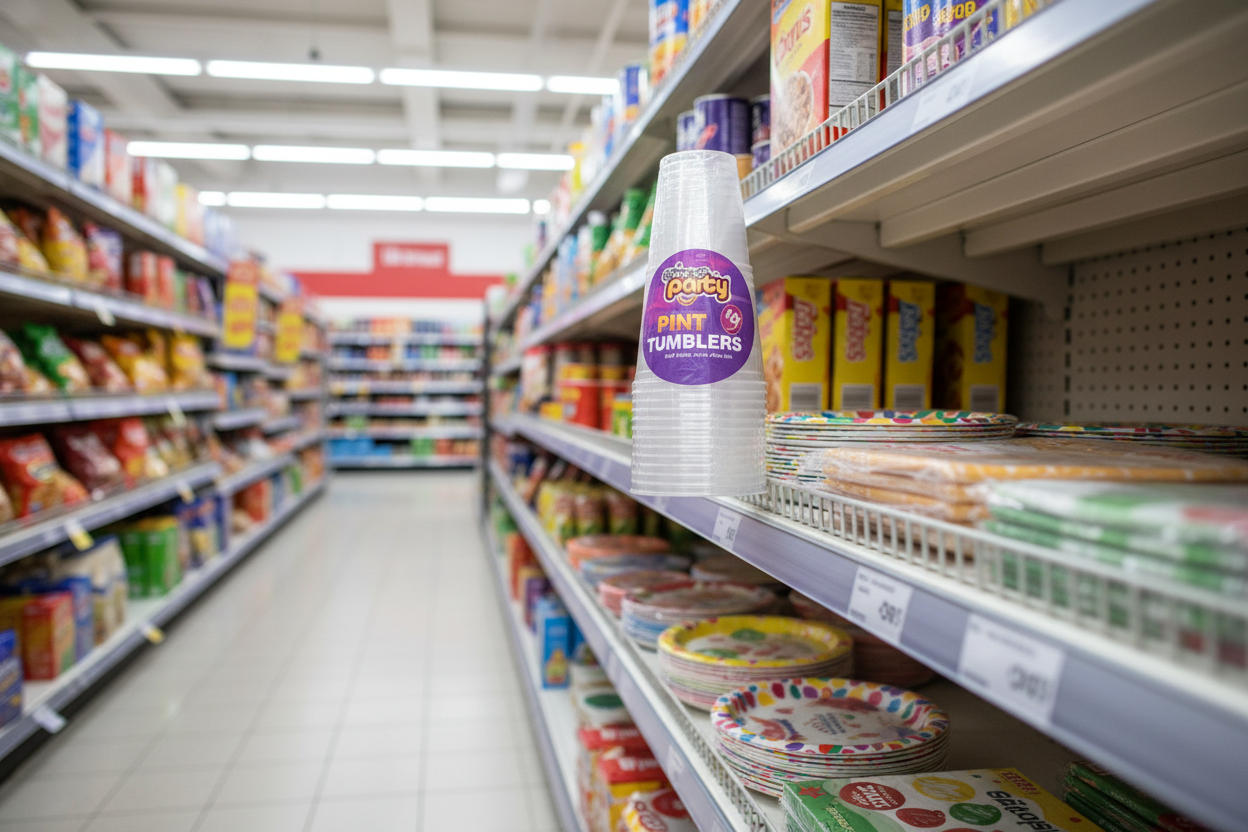 12 x Time To Party Plastic Pint Tumblers 12 Pack