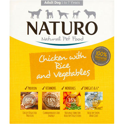 7 x Naturo Adult Dog Tray Chicken & Rice - 400GM