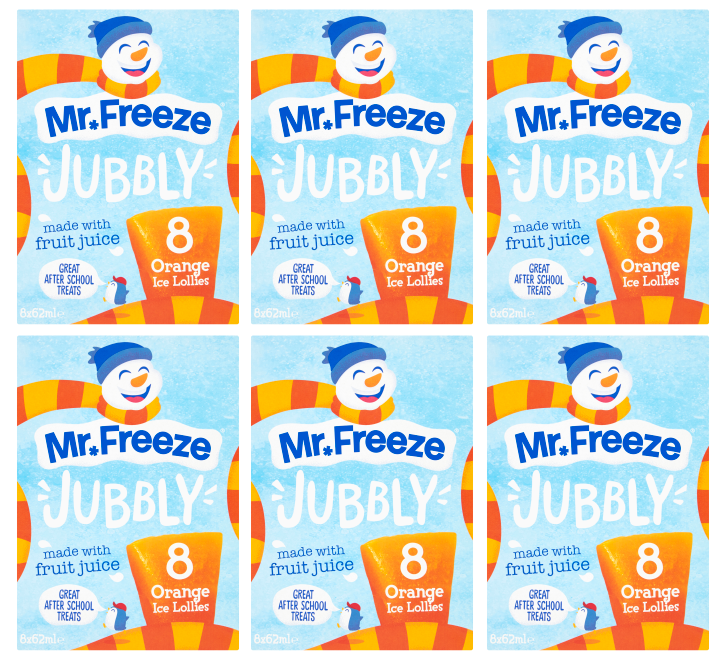 6 X Mr Freeze Jubbly Orange Ice Lollies 8Pk 8X62Mls