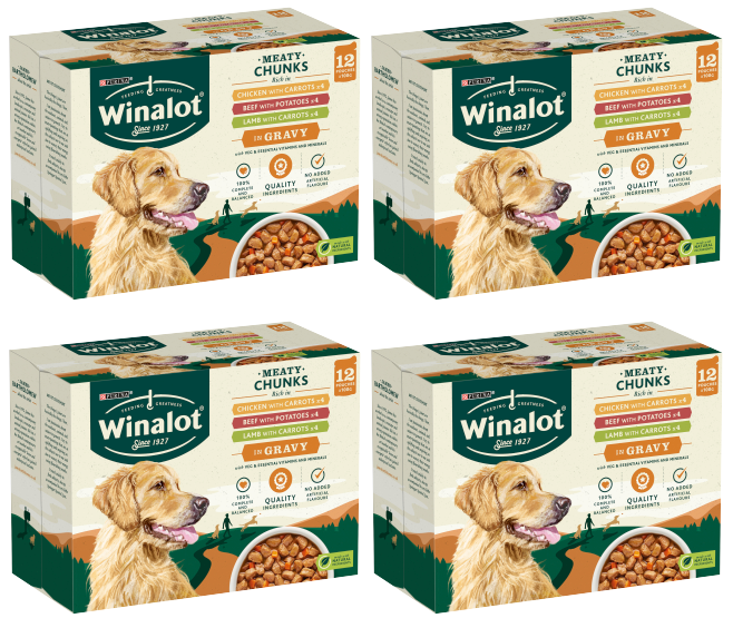 4 x Winalot Dog Meaty Chunks Gravy Selection - 12X100GM