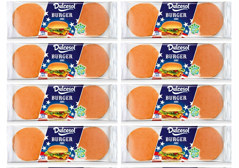 8 x Dulcesol Plain Burger Buns 6 Pack - 300Gm