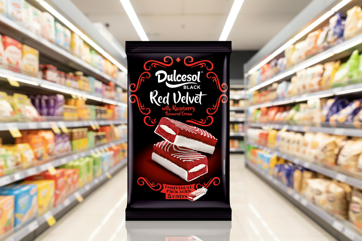 8 x Dulcesol Black Red Velvet Cakes Raspberry 5 Pack - 175Gm