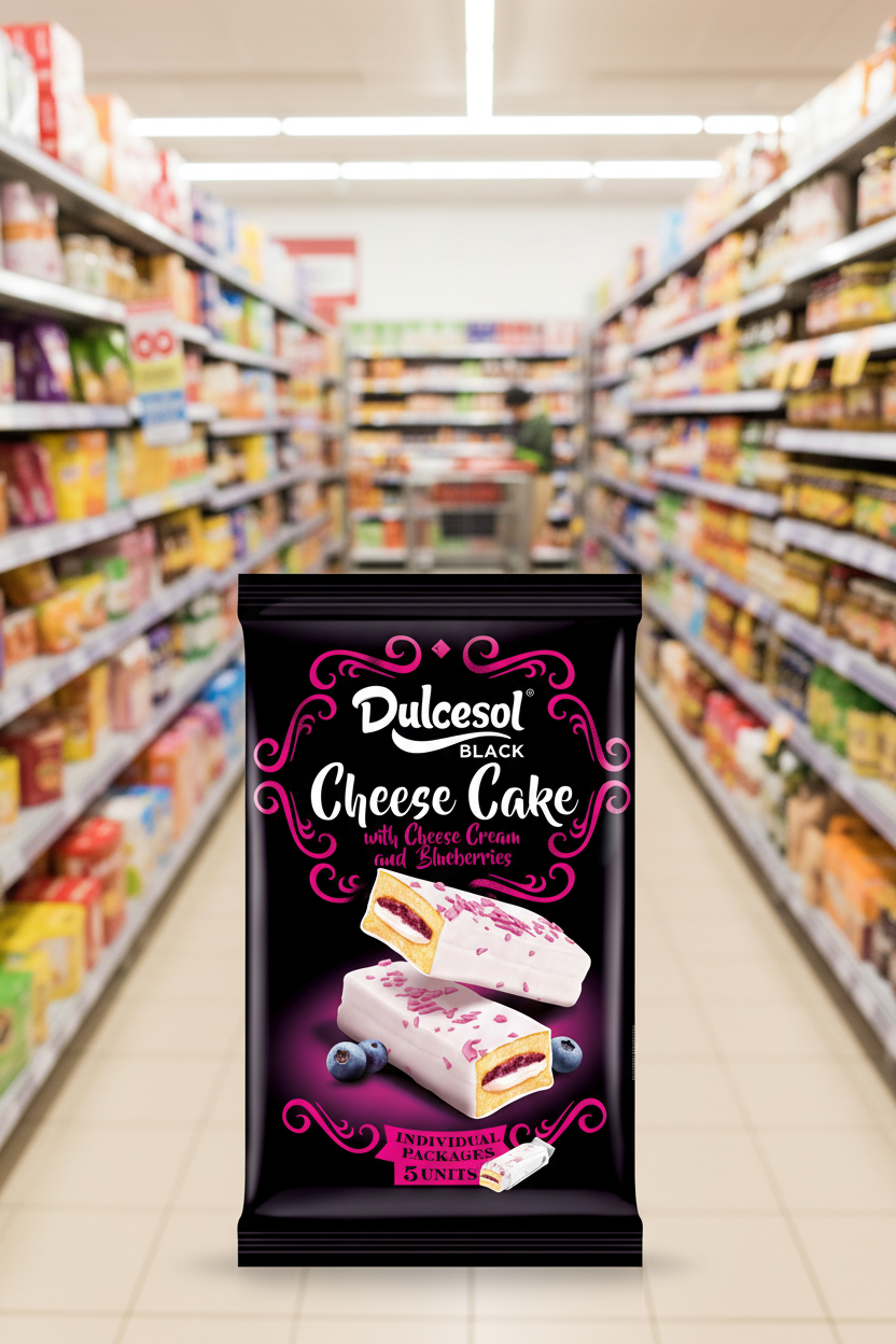 8 x Dulcesol Black Cheese Cake Slices Blueberry 5 Pack - 225Gm