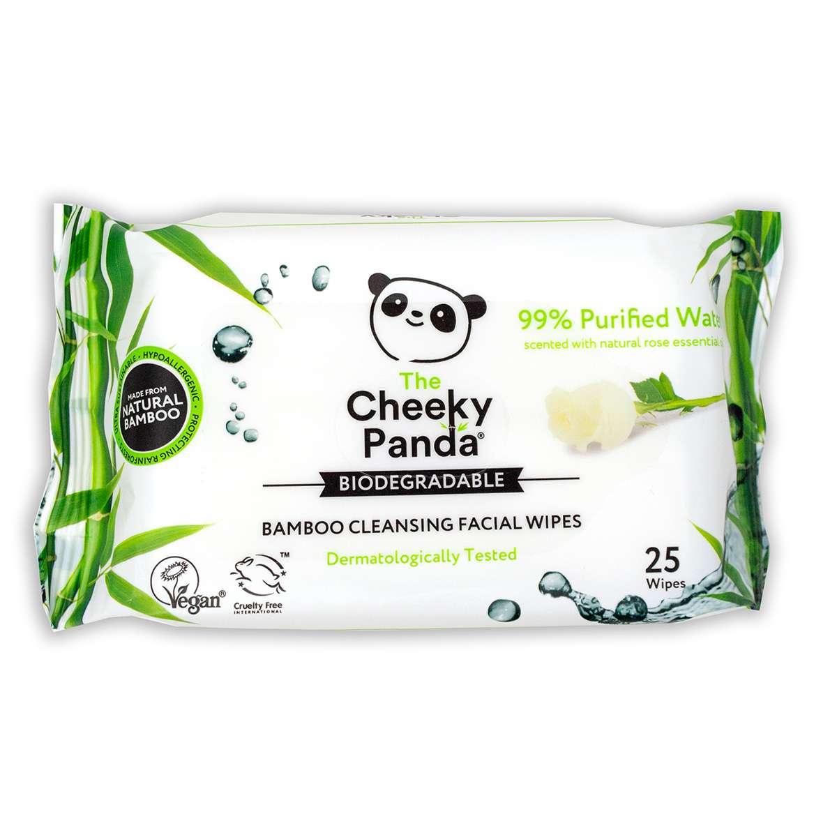 The Cheeky Panda Makeup wipes rose scented - 25pc