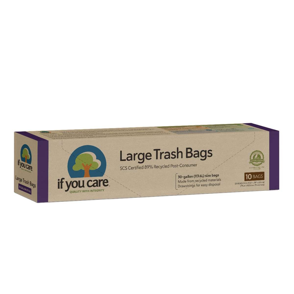 If You Care Cert Recycled Lge D/string Bin Bags - 113ltr